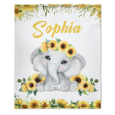 Cute Elephant Custom Name Blanket-Gift for Baby - Lovscape